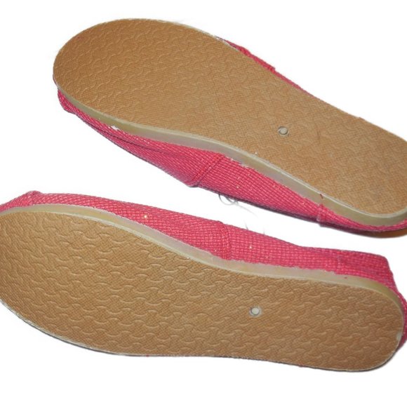 Women's Shoes 9/10 summer canvas flats casual red NWT - Picture 7 of 9